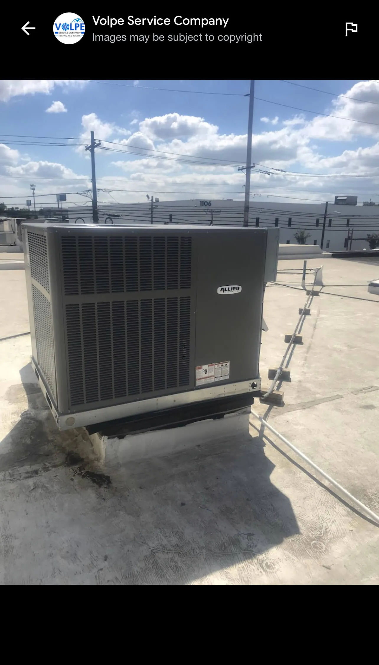 Commercial rooftop HVAC unit on a flat roof