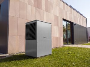 modern air-source heat pump installed at a New Jersey home in winter - heat pump benefits for northeast homeowners