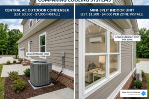 mini split vs central ac cost comparison